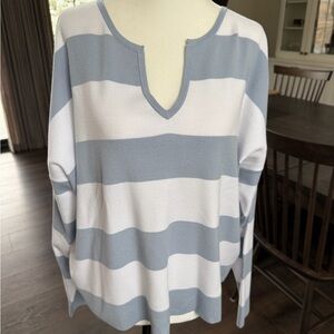 Splendid Light Blue and White Knit Top